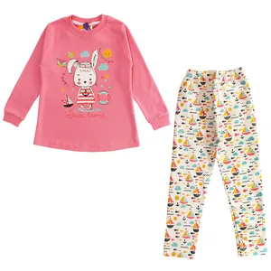 ست تی شرت آستین بلند و شلوار دخترانه مدل خرگوش رنگ صورتی