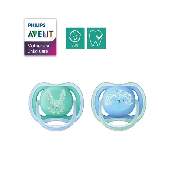 پستانک اونت مدل الترا ایر طرح خرگوش و جوجه تیغی کد 344/22 بسته 2 عددی