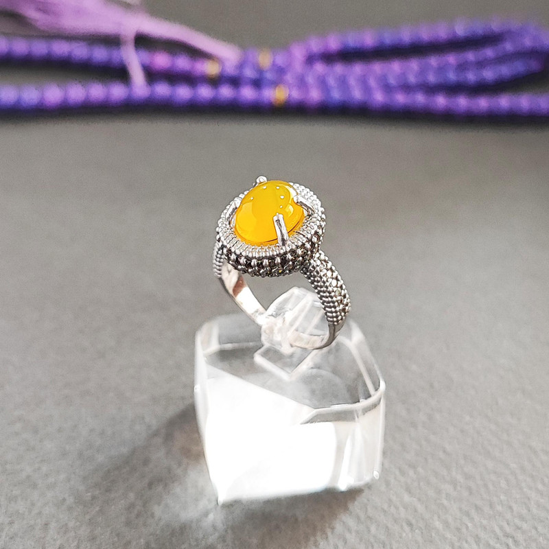 انگشتر نقره زنانه مدل عقیق شرف الشمس کد SHW6041