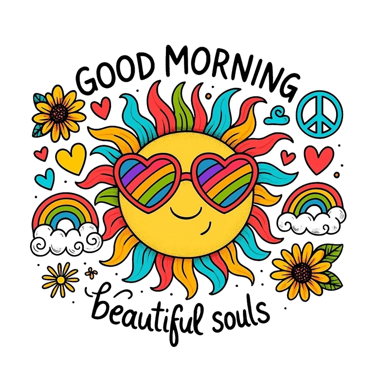 استیکر پارچه و لباس پاد آفرین مدل کارتونی صبح بخیر طرح خورشید کد S2811