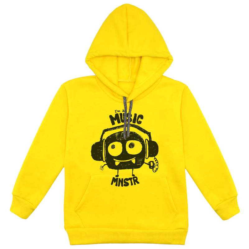 هودی پسرانه مدل F105 MUSIC رنگ زرد