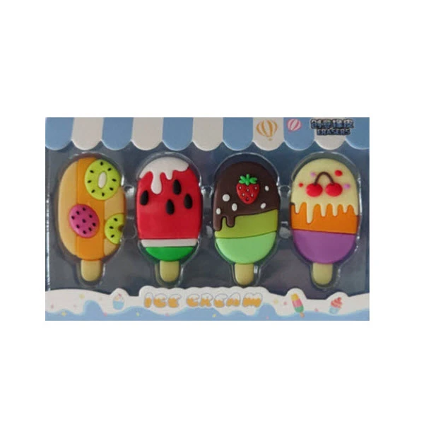 پاک کن مدل بستنی چوبی میوه ای کد 52 مجموعه 4 عددی