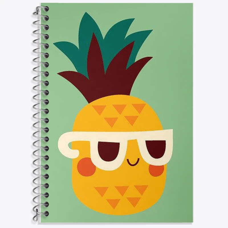 دفتر زبان 50 برگ خندالو مدل سه خط طرح آناناس کیوت کد N1716