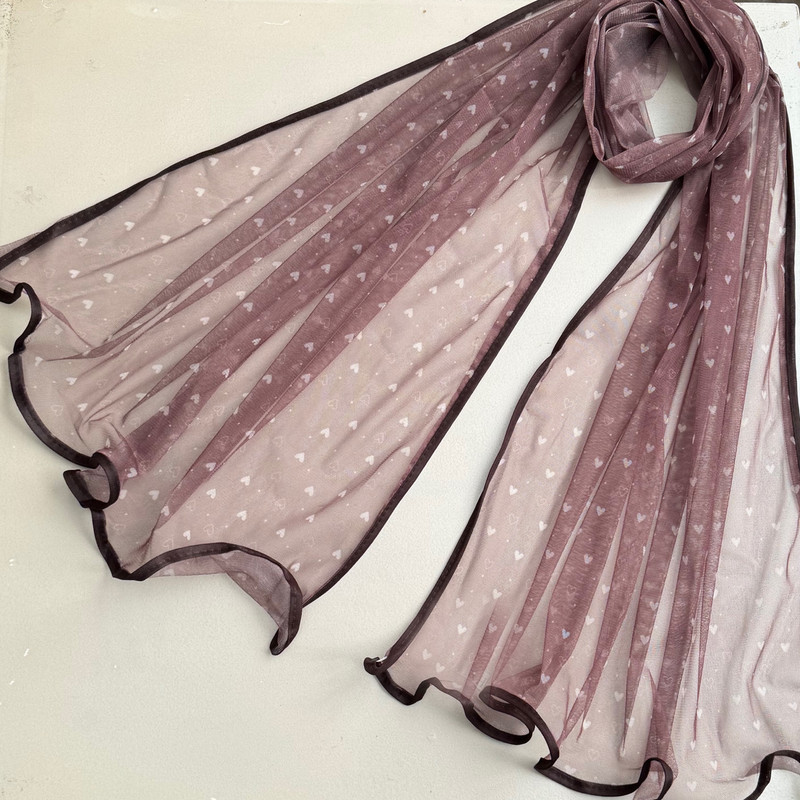 شال زنانه مدل توری ارگانزا قلبی