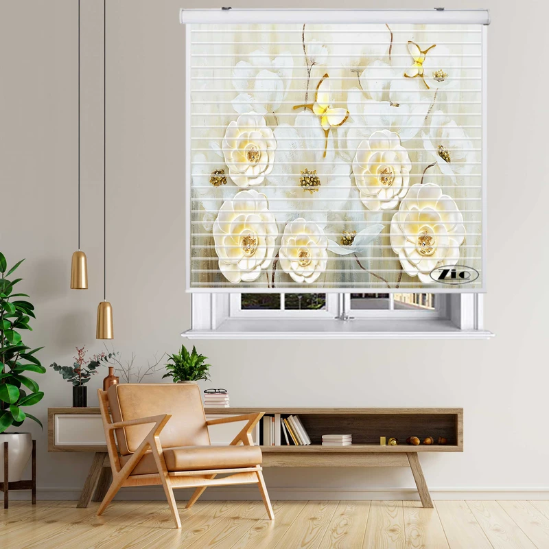 پرده زبرا زیو مدل سیلوئت 3D1308 سایز 150x150 سانتی متر