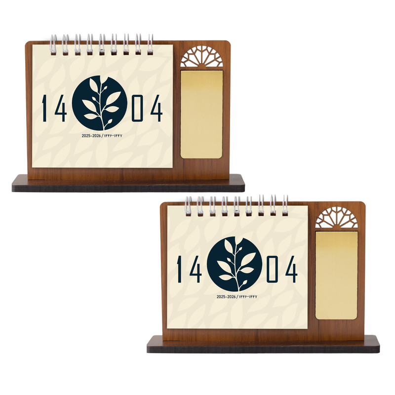 تقویم رومیزی سال 1404 مدل پنجره چوبی بسته 2 عددی