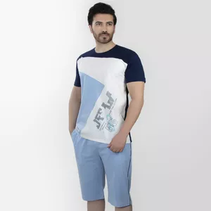 ست تی شرت آستین کوتاه  و شلوارک مردانه آریان نخ باف مدل Z17630