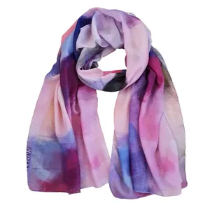 شال زنانه مینایی طرح آبرنگی کد SH214