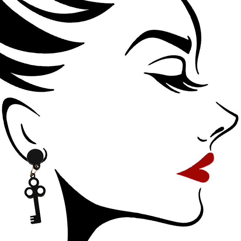 گوشواره زنانه طرح قفل و کلید کد RKH_1579