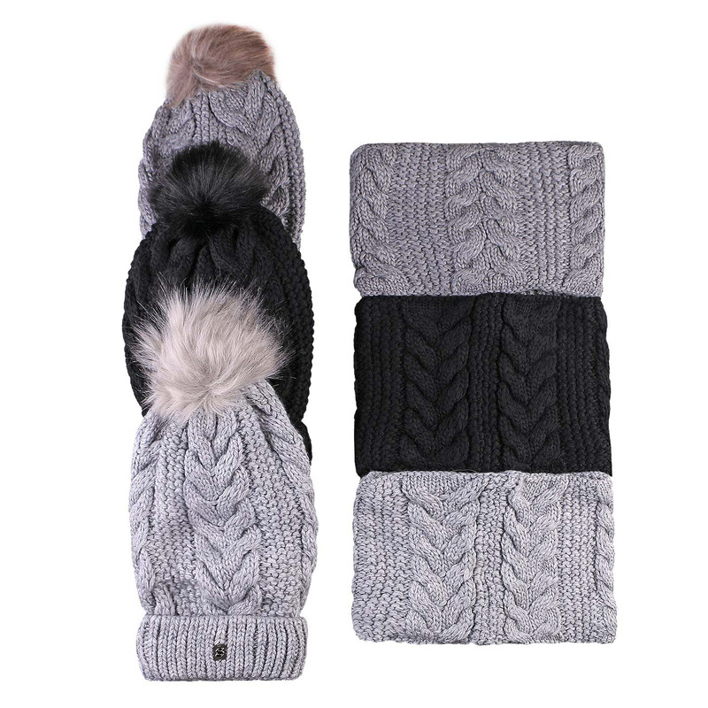 ست کلاه و شال گردن بافتنی سام مدل داخل خز کد 409