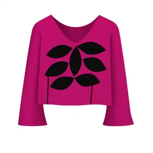 بلوز آستین بلند یقه هفت زنانه مدل ٢٠٦٩