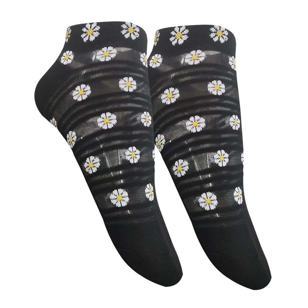 جوراب ساق کوتاه زنانه تن پوش هنگامه مدل شیشه ای گل بابونه کد BL01 -  - 1