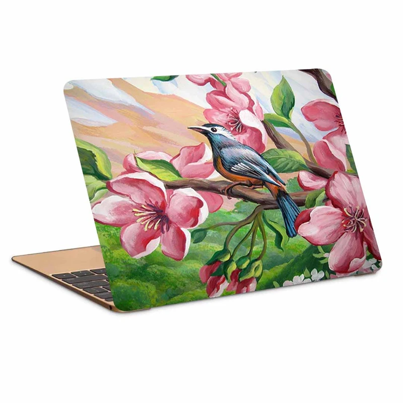 استیکر لپ تاپ طرح نقاشی پرنده وشکوفه گیلاس کد P-112مناسب برای لپ تاپ 15.6 اینچ