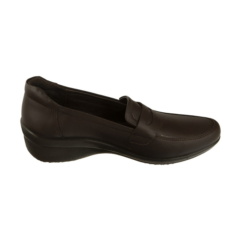 کفش روزمره زنانه مدل  چرم طبیعی کد GOL- 0077 رنگ قهوه ای تیره