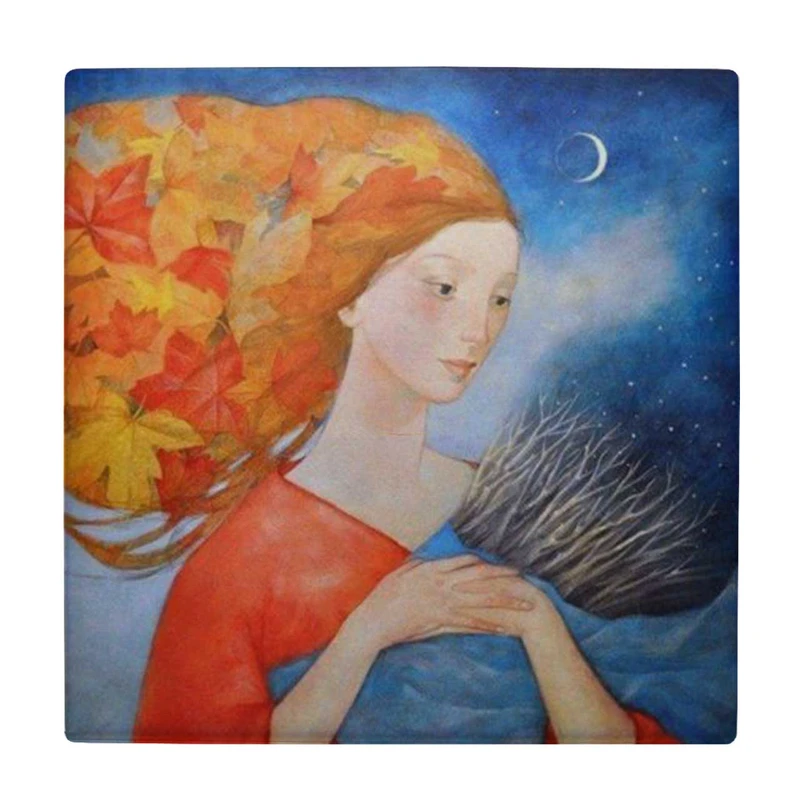   زیر لیوانی  طرح نقاشی بانوی پاییزی کد    5881579_4499