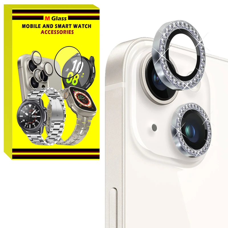 محافظ لنز دوربین فلزی ام‌گلس مدل RNG Diamond MG مناسب برای گوشی موبایل اپل iPhone 13