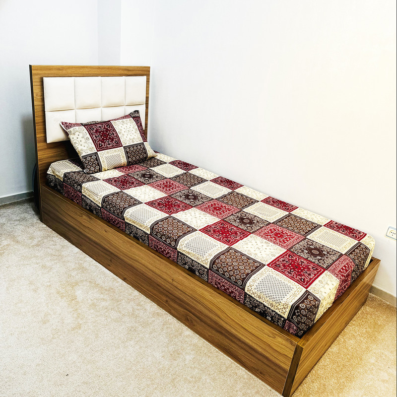 ملحفه ناتوسا مدل کشدار سنتی یک نفره سایز 90x200 سانتی متر