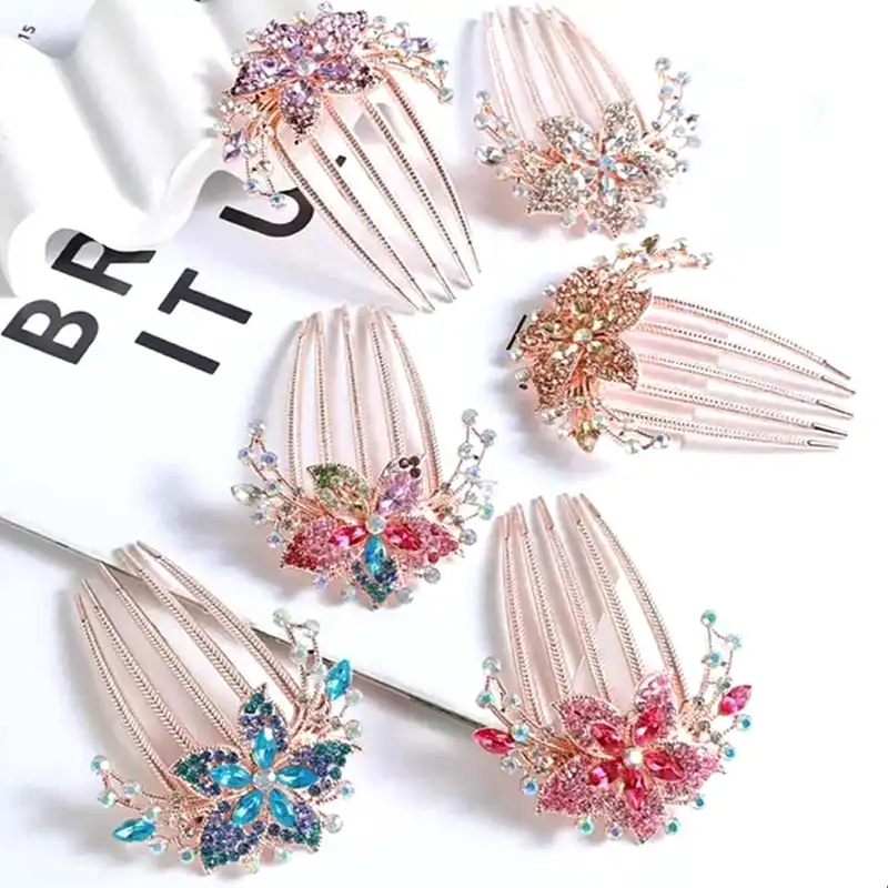 شانه مو زنانه مدل شینیون گل نیم‌تاج کد 29 brg