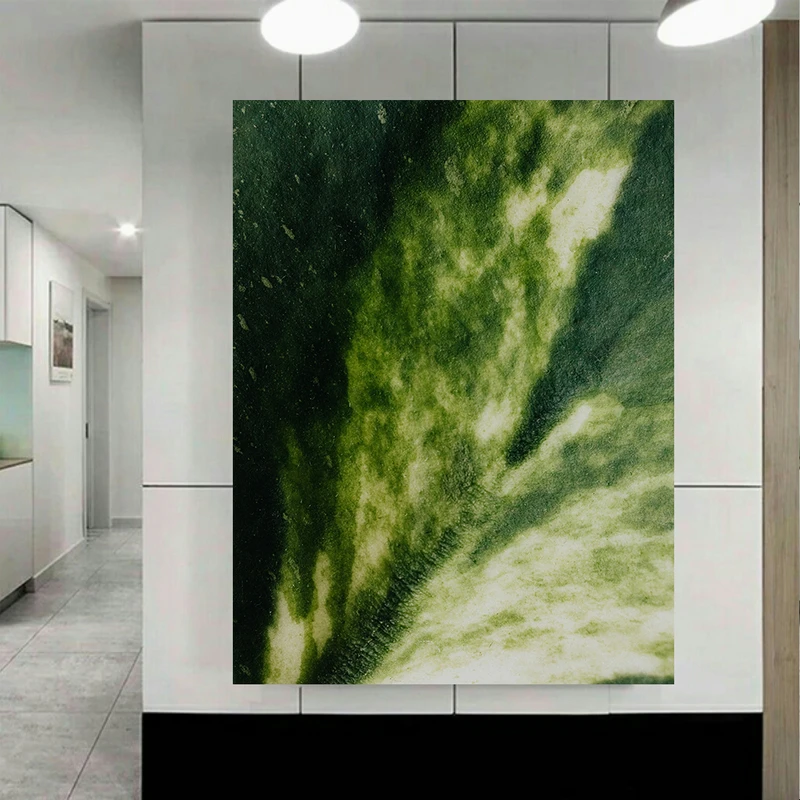 تابلو بوم طرح برگ سبز مدل ماکروگرافی کد AR2806