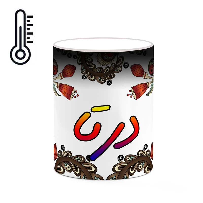 ماگ حرارتی کاکتی مدل اسم درتا طرح سنتی گل و بته کد mgh44961