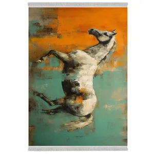 فرش پارچه‌ای دفه مدل فرشینه شانل مخمل طرح فانتزی کد 7202