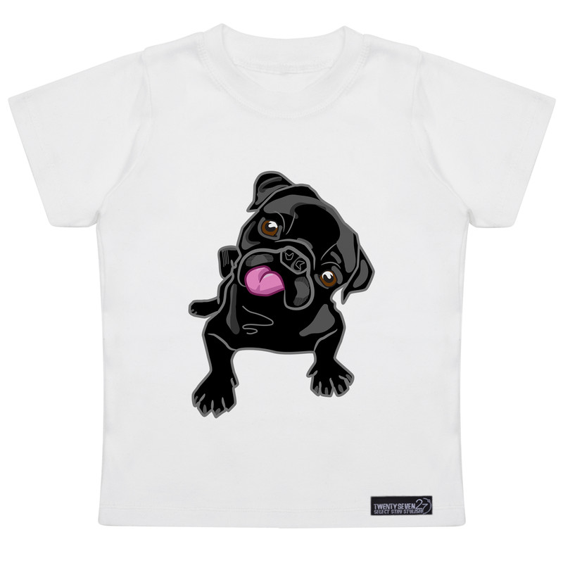 تی شرت آستین کوتاه پسرانه 27 مدل Black Pug کد MH927