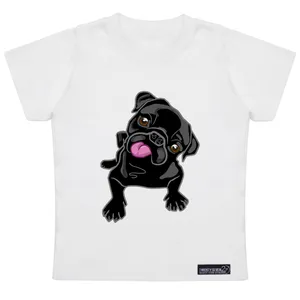 تی شرت آستین کوتاه دخترانه 27 مدل Black Pug کد MH927