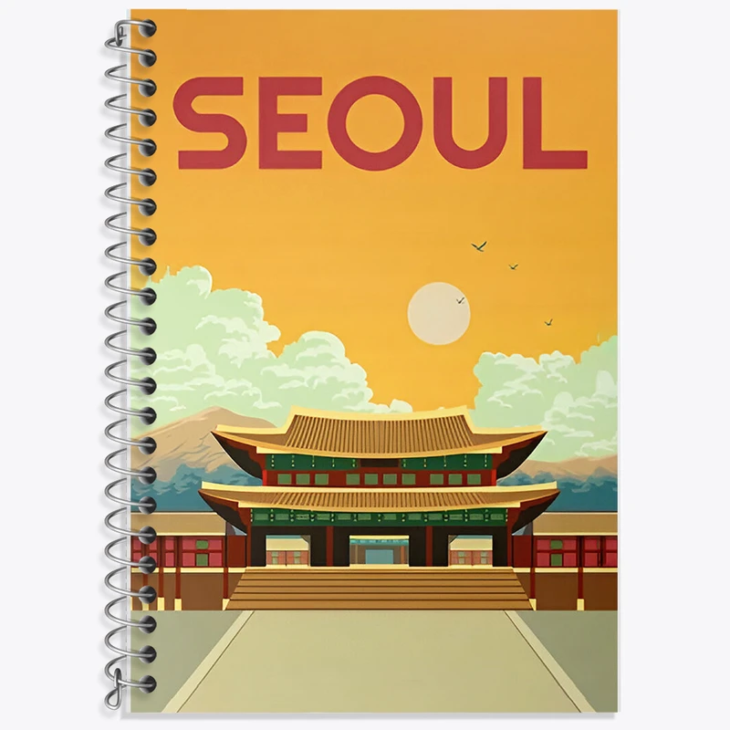 دفتر زبان 50 برگ خندالو مدل سه خط طرح سئول (Seoul) کد F6325