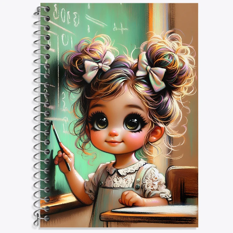 دفتر زبان 50 برگ خندالو مدل سه خط طرح دخترانه کیوت کد N4560