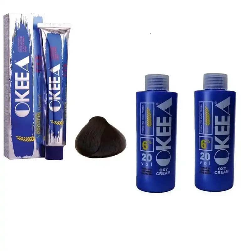 رنگ مو اکیا سری طبیعی شماره 3 حجم 200 میلی لیتر رنگ قهوه ای تیره به همراه اکسیدان اکیا مدل 20v شش درصدی حجم 150 میلی لیتر مجموعه 2 عددی