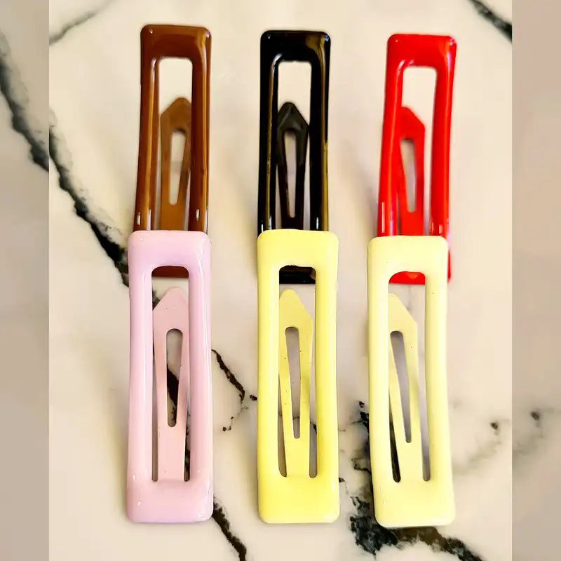 گیره مو زنانه مدل تق تقی مستطیلی کد Brg 33 بسته 6 عددی