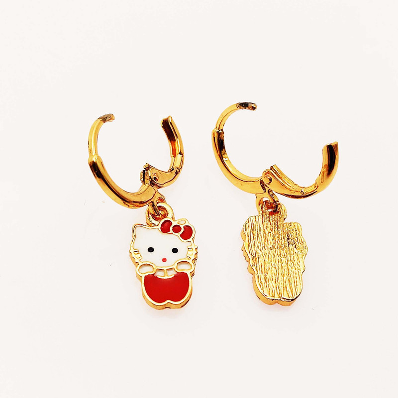 گوشواره دخترانه طرح گربه و قلب مدل 509GUD