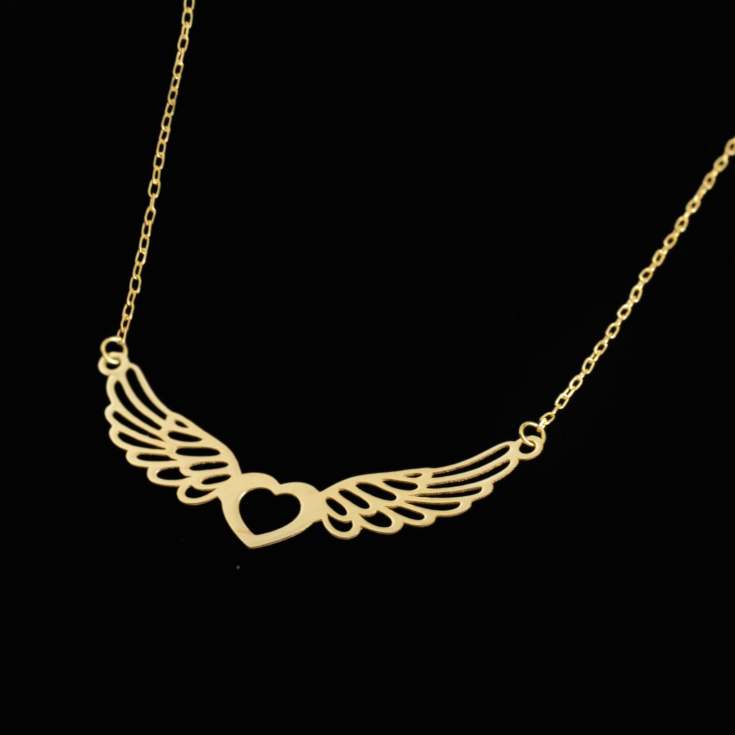 گردنبند طلا 18 عیار زنانه طلای مستجابی مدل قلب و بال فرشته کد 670174 -  - 2
