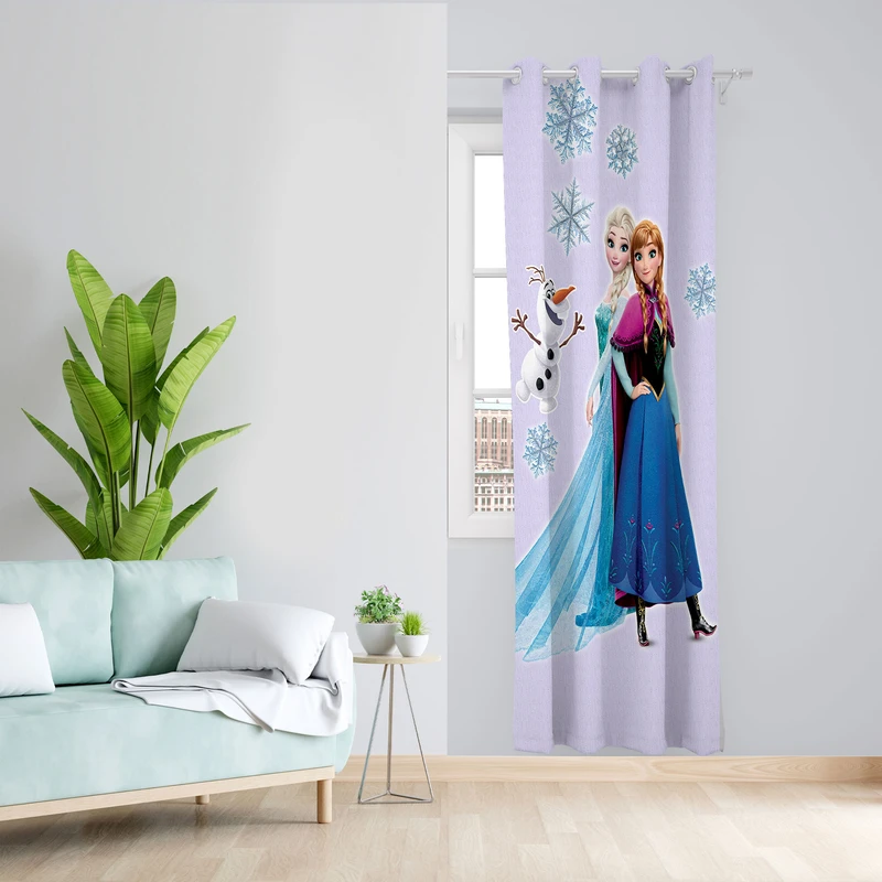 پرده مدل کارتون فروزن مخمل پانچی کد 4002 سایز 140x200 سانتی متر