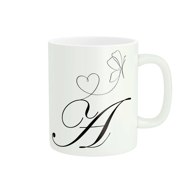 ماگ پاد آفرین مدل فانتزی و مینیمال شخصی سازی شده حروف اول اسم نوشته انگلیسی حرف ای کد 731