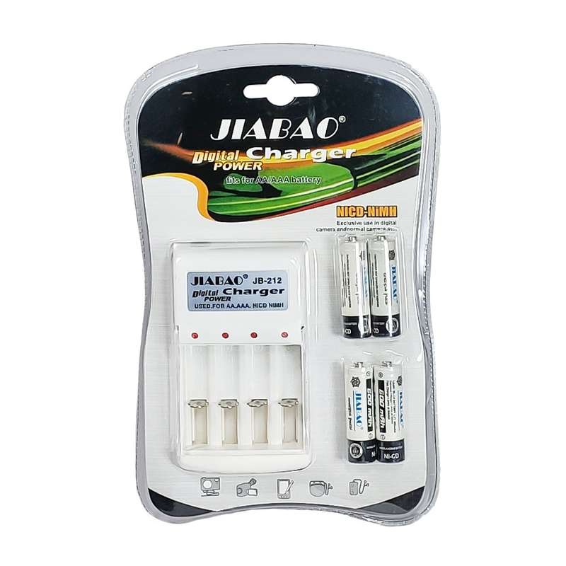 شارژر جیابائو مدل JB-212  کدAB402 به همراه باتری قلمی