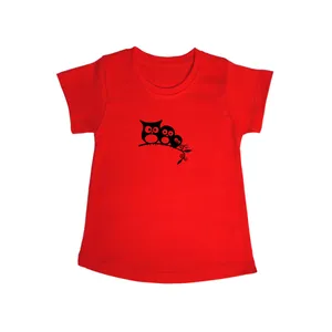 تی شرت آستین کوتاه دخترانه مدل جوجه جغد کد R.Blk