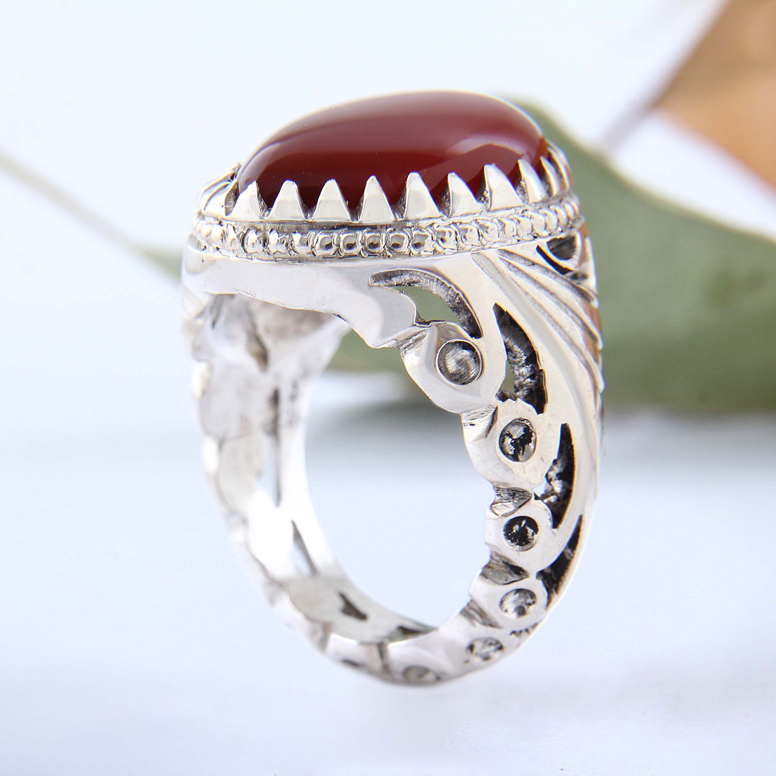 انگشتر نقره مردانه مدل رکاب اره کاری دست ساز کد AM_04588 -  - 8