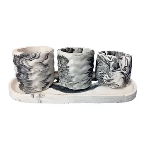 ست 4 تکه گلدان بتنی طرح ابر و باد