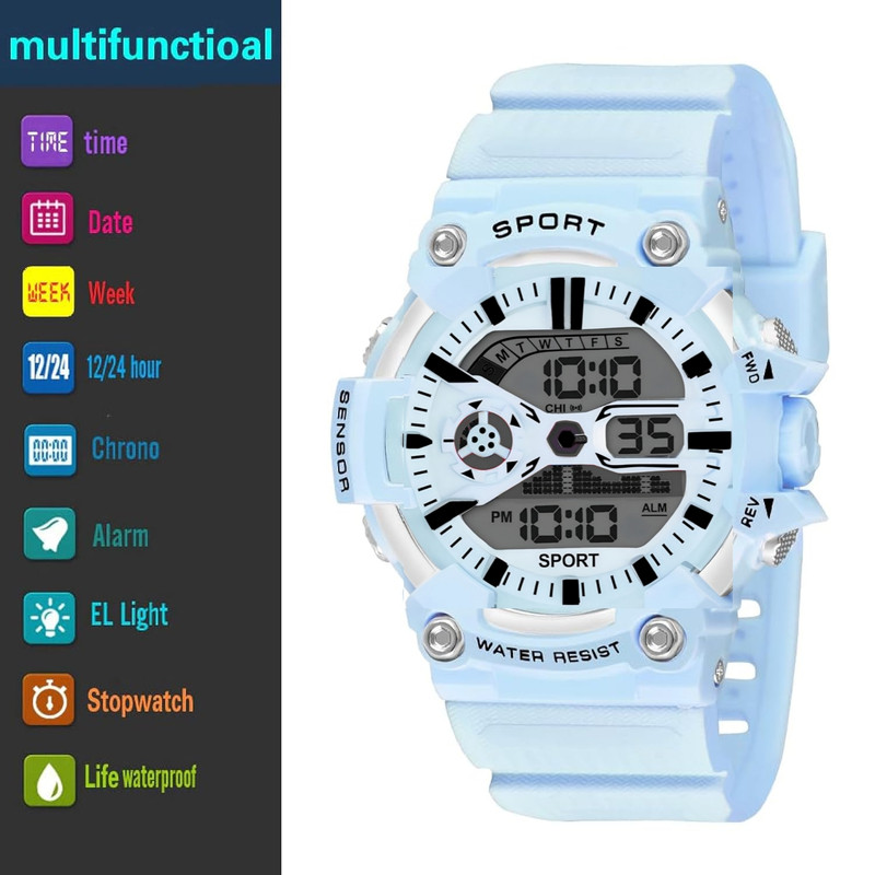 ساعت مچی دیجیتال مدل تک زمانه بند پیو کرنومتر دار کد a1