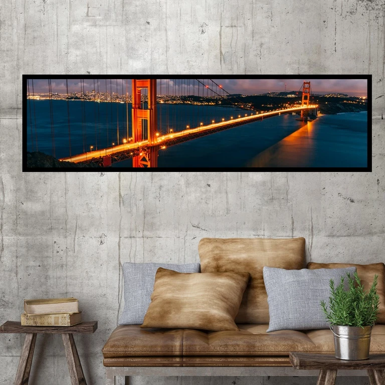 تابلو بکلیت طرح منظره شهری سانفرانسیسکو پل گلدن گیت مدل کشیده B-7452