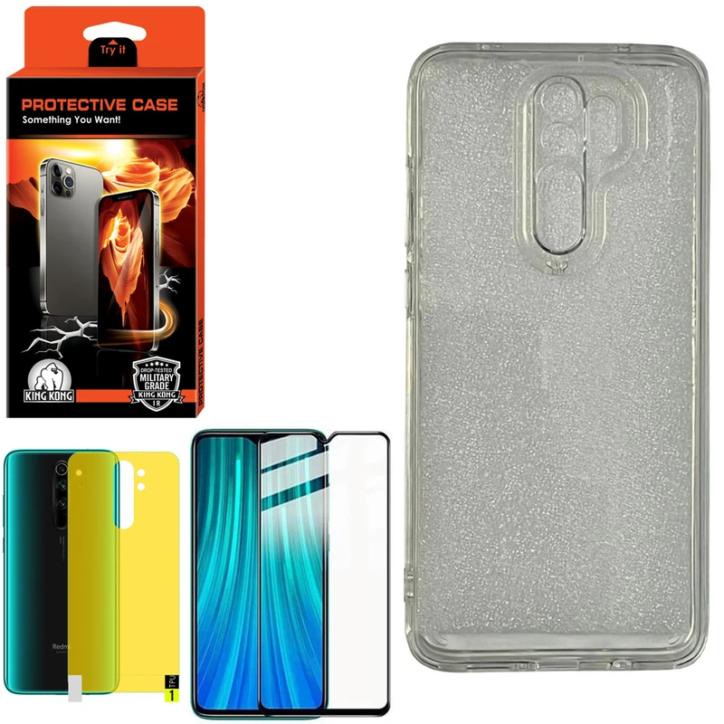 کاور کینگ کونگ مدل PCAAA مناسب برای گوشی موبایل شیائومی Redmi Note 8 Pro به همراه محافظ صفحه نمایش و محافظ پشت گوشی
