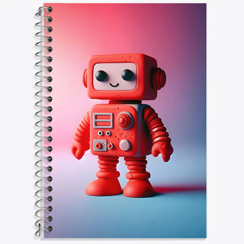 دفتر زبان 50 برگ خندالو مدل دو خط طرح ربات بامزه کد F7994