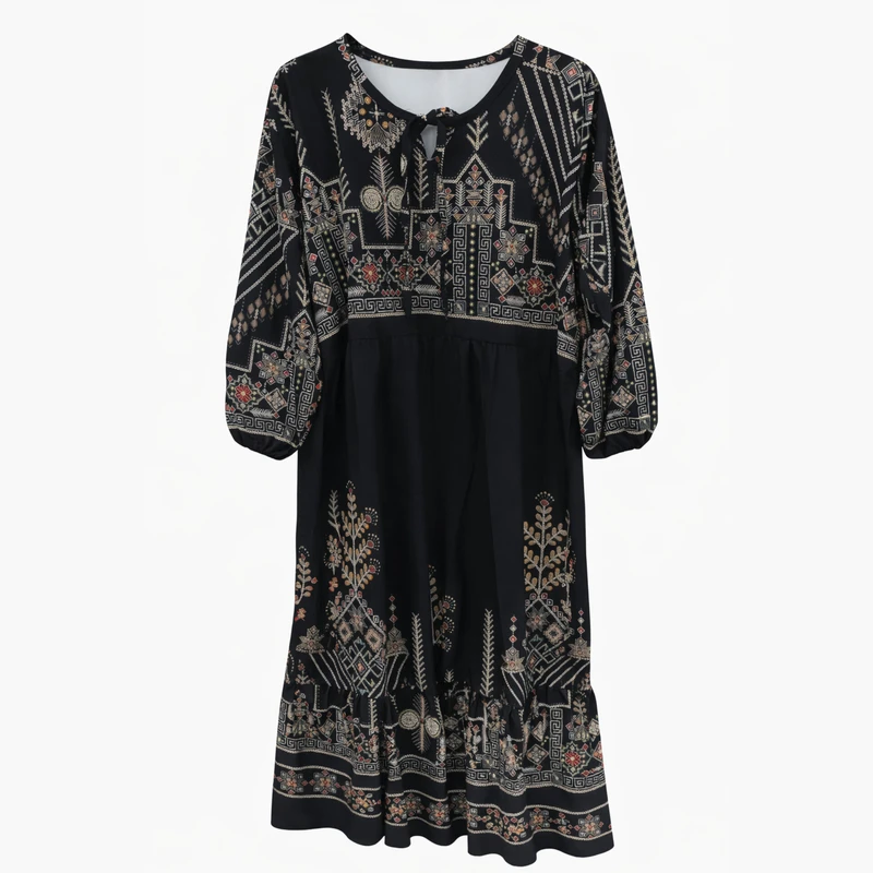 پیراهن ساحلی یقه بندی زنانه مدل کامپیوتری۳