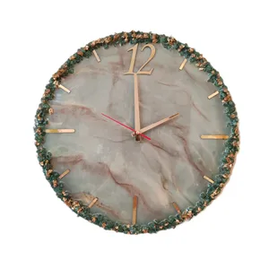 ساعت دیواری رزینی مدل سنگ مرمر سبز