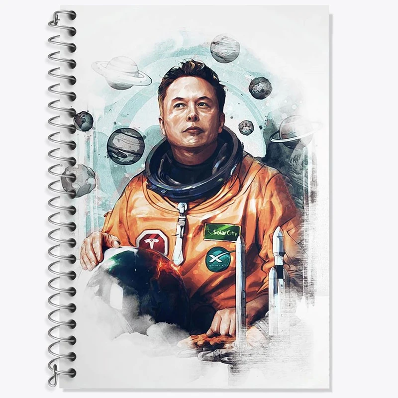 دفتر زبان 50 برگ خندالو مدل سه خط طرح ایلان ماسک Elon Musk کد 10916