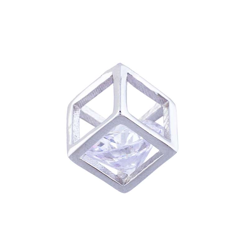 آویز گردنبند نقره زنانه آمیتیس مدل جعبه الماس کد AMT_M064