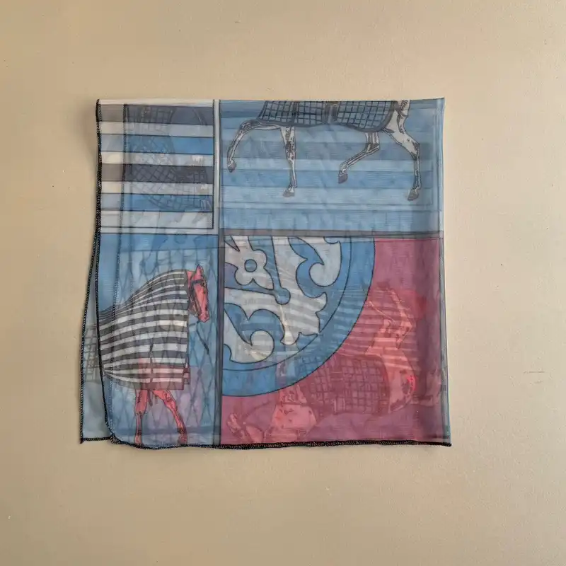 روسری زنانه مدل مینی توری چهار خانه اسب