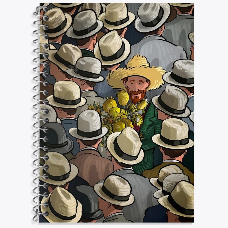 دفتر زبان 50 برگ خندالو مدل سه خط طرح ونسان ونگوگ کد N4166