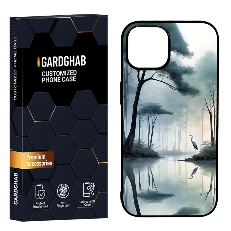 کاور گارد قاب مدل دور ژله ای پشت گلس طبیعت مناسب برای گوشی موبایل اپل iPhone 15 